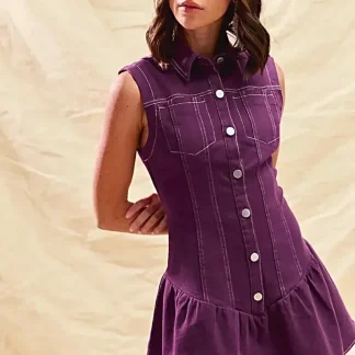 Vestido curto sem mangas com gola da SO ME - Elegante e versátil para o dia do jogo