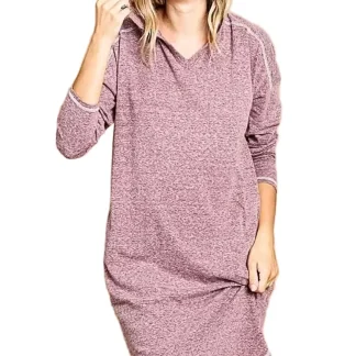 Vestido de manga comprida com capuz - Vestido de malha aconchegante e versátil com capuz ajustável e elasticidade moderada.
