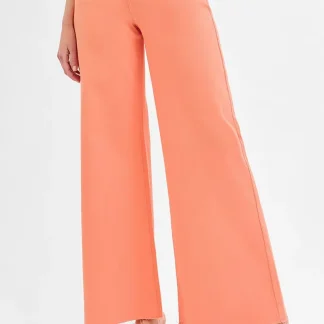 Calça jeans palazzo de cintura alta e pernas largas com controle de barriga RISEN, tamanho grande.