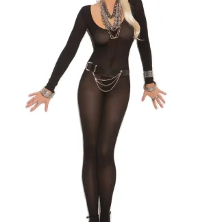 Elegant Moments IS-1606 Bodystocking opaco de manga comprida com virilha