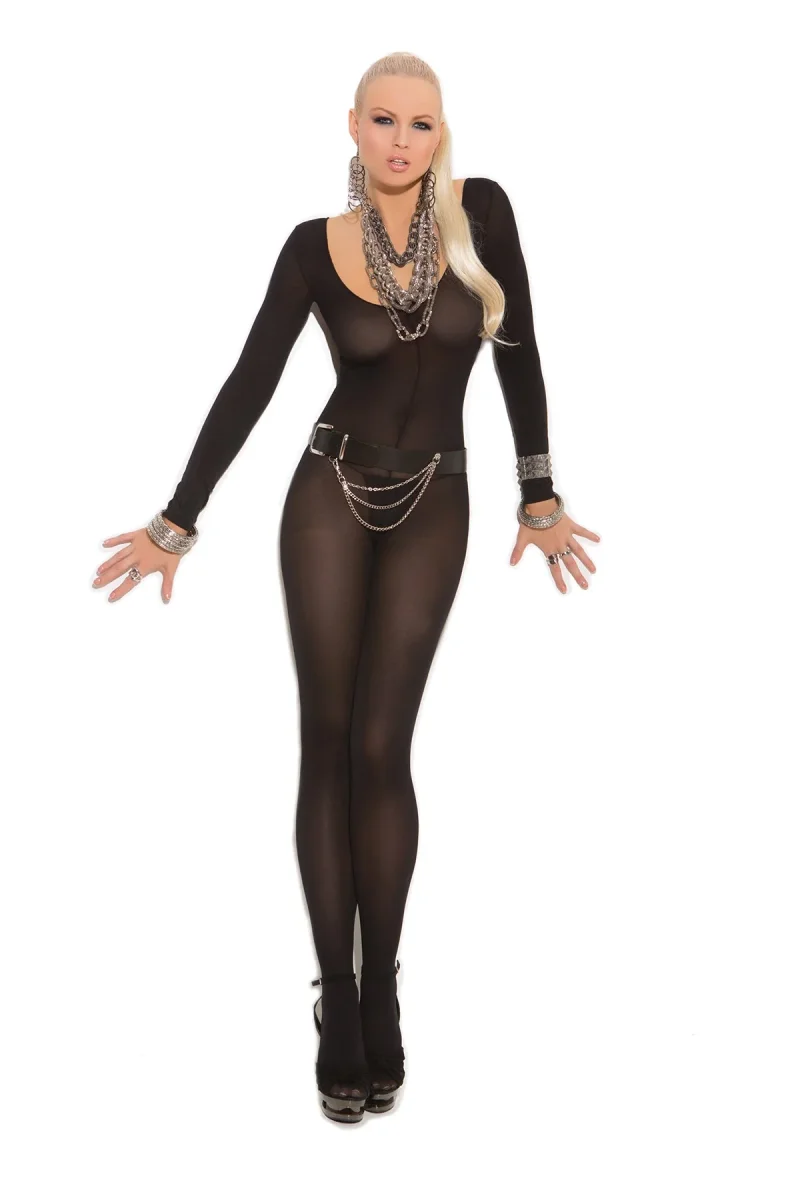Elegant Moments IS-1606 Bodystocking opaco de manga comprida com virilha - Image 2