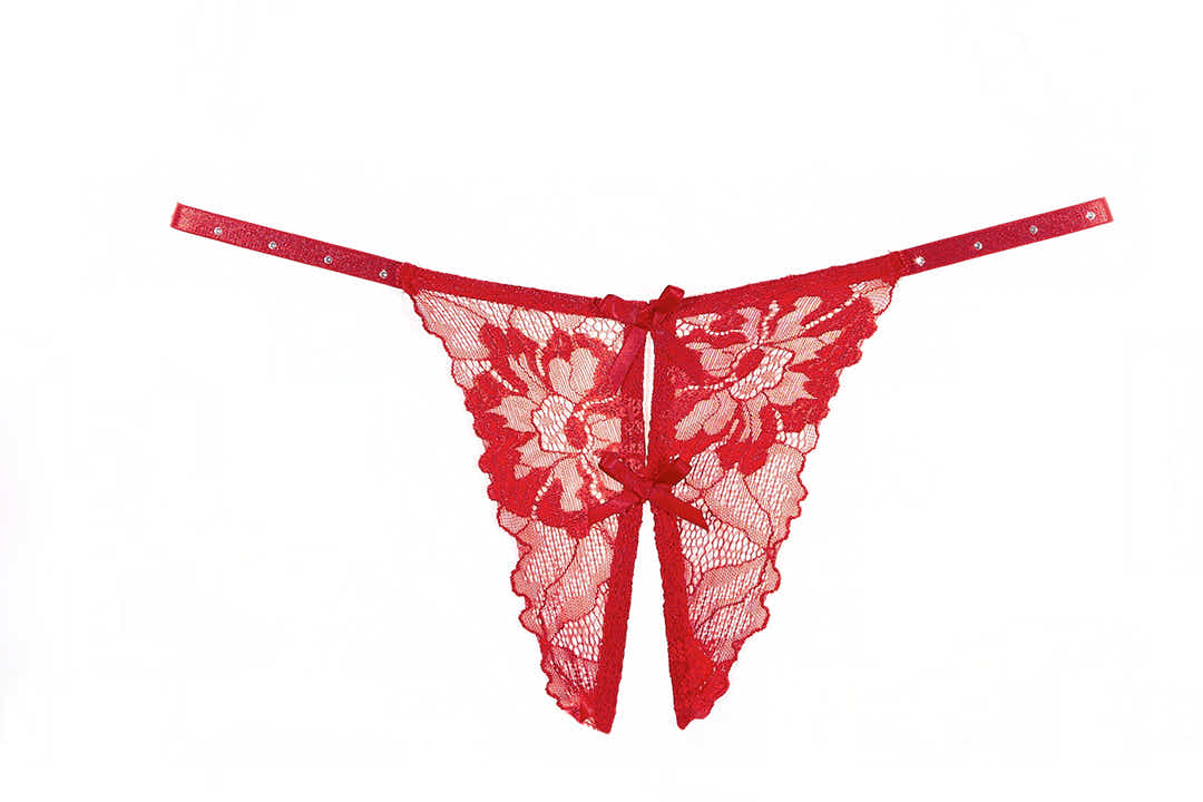 Red Lace Baby Doll With Open Cups & Cutout Panty - One Size Open Cup Lingerie by Allure - Image 6