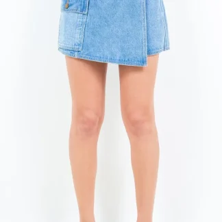 Saia-calça jeans com bolso cargo American Bazi