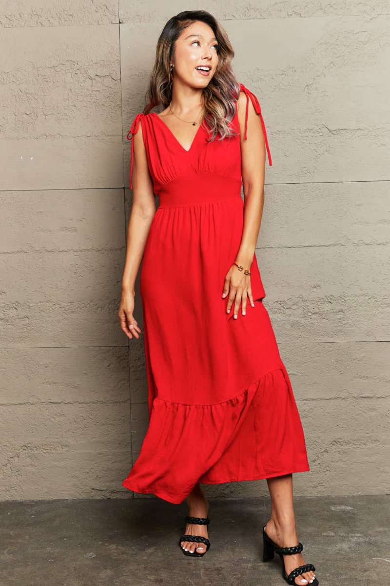 Vestido sem mangas com decote em V e cordão Perfee - Image 2