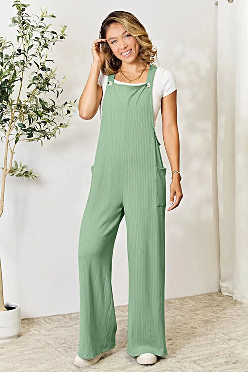Macacão de luxo Double Take tamanho grande com bolsos – opaco, modelagem confortável, disponível em vários tamanhos.