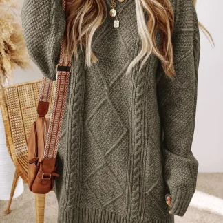 Vestido de malha com gola redonda