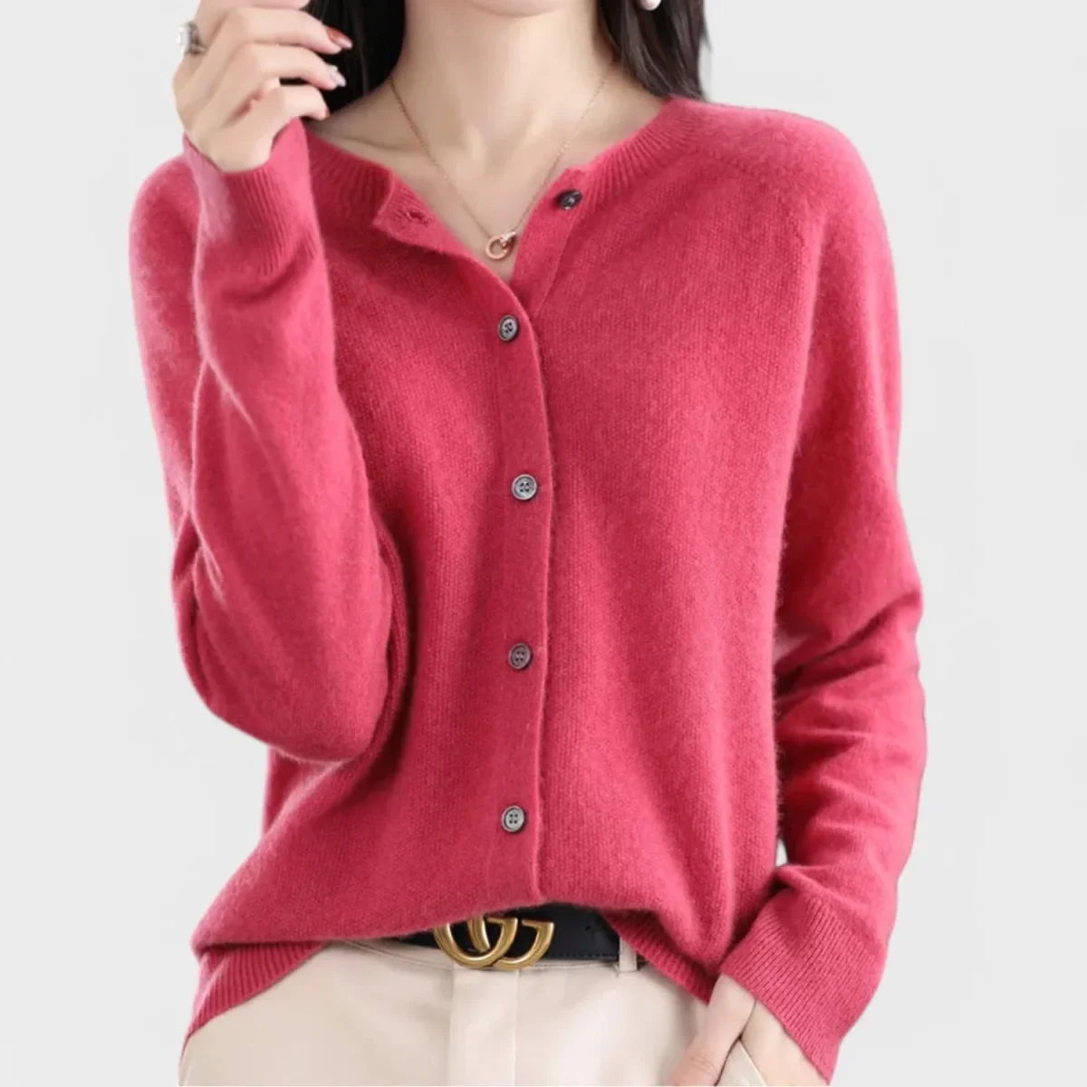 Natália - Cardigan em Malha de Caxemira