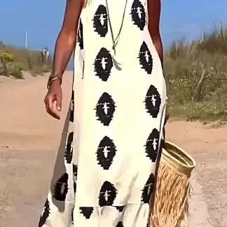 Vestido maxi estampado chique com design de um ombro só - Estilo opaco elegante da Trendsi
