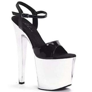 Ellie Shoes 821-Chrome 8 Inch Heel Sandals for Women - Stylish Chrome Finish in Black/Silver & Clear/Silver