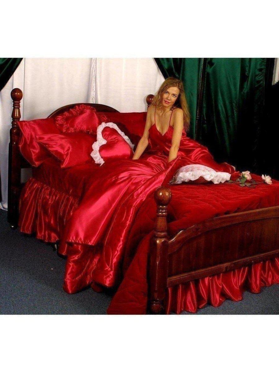 Conjunto de lençóis de cetim personalizados para noivas - Poliéster brilhante e luxuoso para tamanhos Queen e Full - Image 2