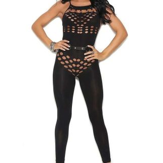Body opaco sem pés da Elegant Moments com decote halter e detalhes vazados.