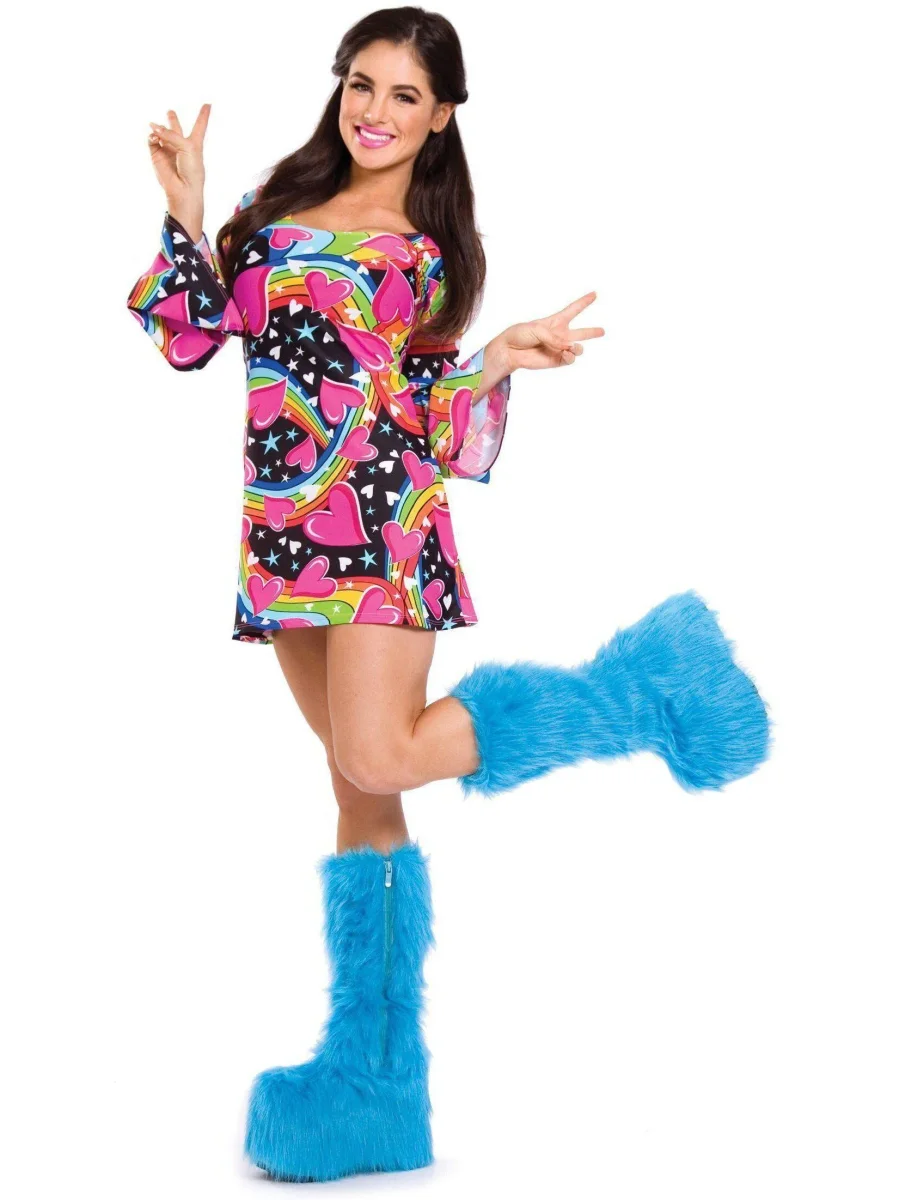 Faux Fur Ankle Boots - Ellie Shoe 500-FUZZ 5" Chunky Heel Platform Boot in Black, Blue, Pink, White - Image 7
