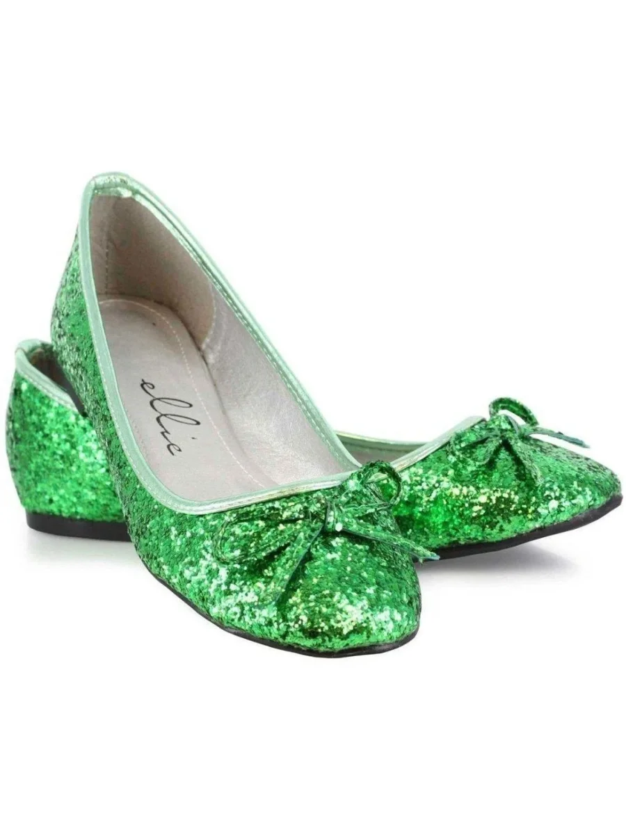 Ellie Shoes 016-Mila-G Adult Glitter Flats With Bow - Stylish Metallic Design in Black, Fuchsia, Green, Red, Silver, Sizes 6-11 - Image 5