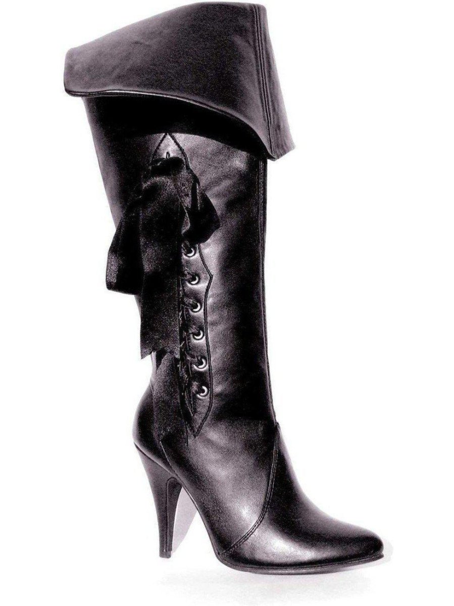 Botas femininas Ellie Shoes com fantasia de pirata 418 - Salto de 4" com 3 fitas em PU preto - Image 2