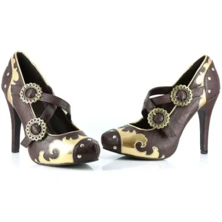 Ellie Shoes Women's 4" Heel Steampunk Pumps in Brown, Sizes 6-10