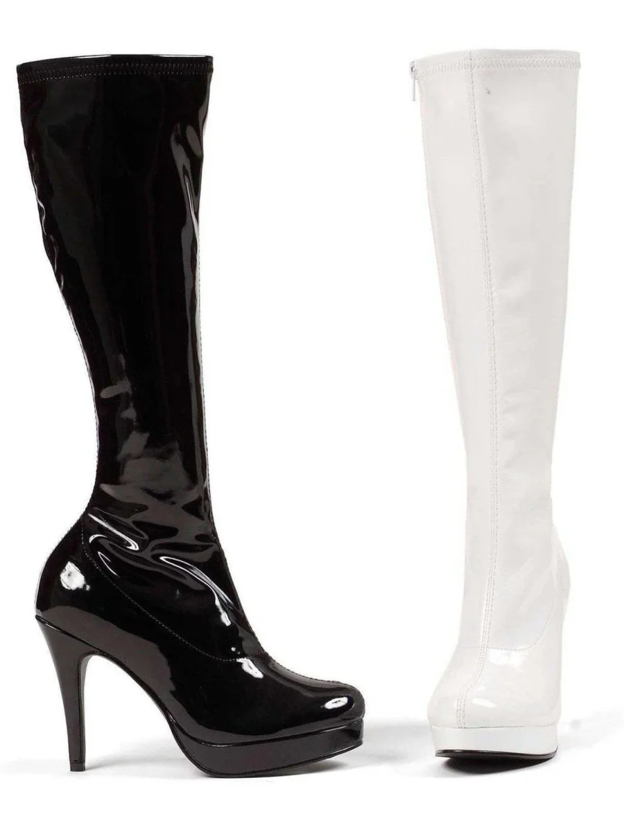 Ellie Shoes 421-Groove 4" Knee-High Women's Boots with Zipper - Stylish Black & White Options