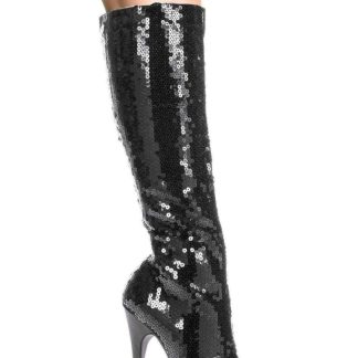 Ellie Shoes 511-Tin 5" Heel Knee High Sequined Boots in Black, Gold & Silver - Sizes 5-14
