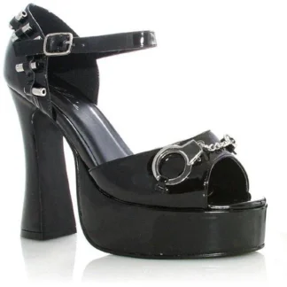 Ellie Shoes 557 Officer Women's Chunky Heel Sandals - 5" Black Costume Footwear