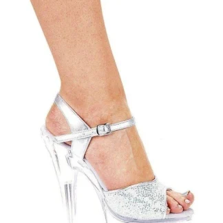 Ellie Shoes 601-Juliet-G Women's Glitter Sandals - 6" Heel in Silver Glitter, Sizes 5-12
