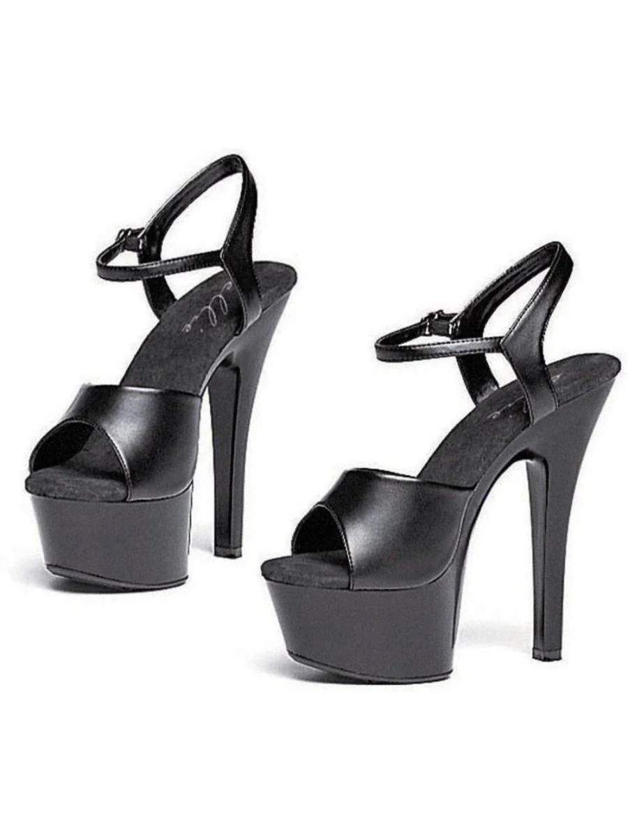 Sandálias de couro com salto alto Ellie Shoes 601-Juliet-R 6" para mulheres - pretas, tamanhos 5 a 12 - Image 3