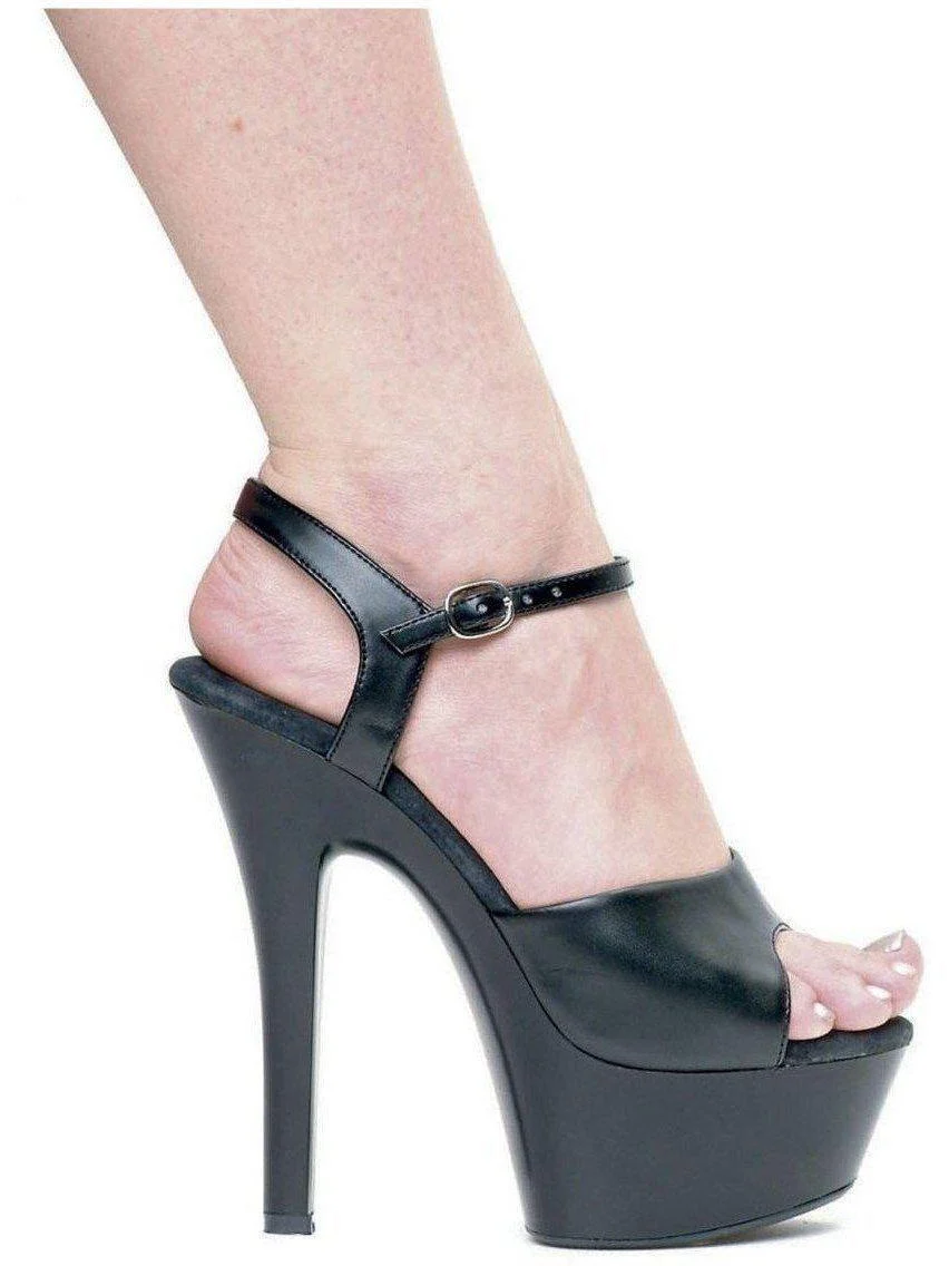 Sandálias de couro com salto alto Ellie Shoes 601-Juliet-R 6" para mulheres - pretas, tamanhos 5 a 12 - Image 4