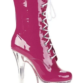 Ellie Shoes 609-Diana Bota de cano curto com salto agulha de 6" feminina com zíper interno - Preto, Fúcsia, Branco