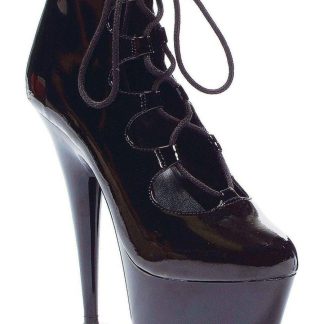Sandálias femininas Ellie Shoes 609-Edgy com cadarço de 6 polegadas em preto chique, tamanhos 5 a 12