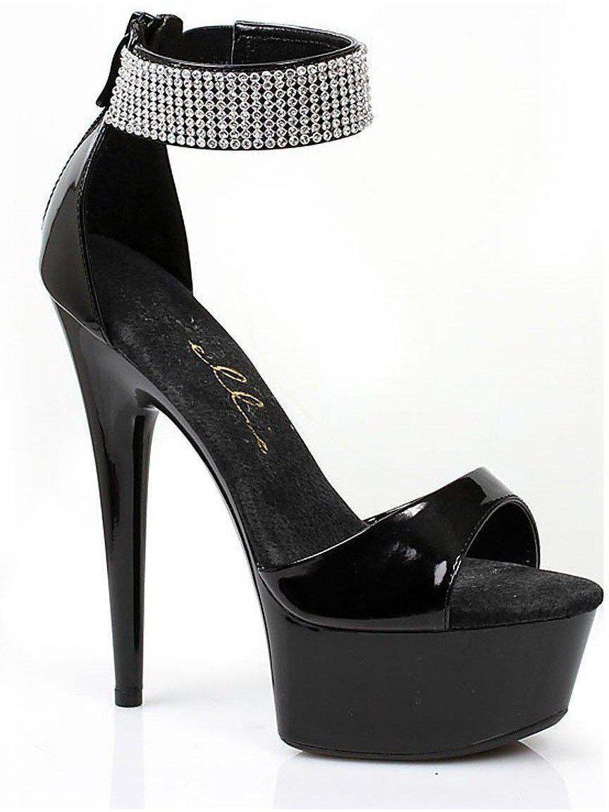 Ellie Shoes 609-Haven Women's 6 Inch Heel Sandals in Black and Silver - Elegant & Stylish Design - Image 2