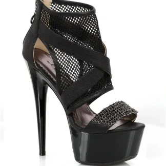 Ellie Shoes 609-Shawna Women's Platform Sandals with 6" Pointed Heel in Black, Sizes 5-12