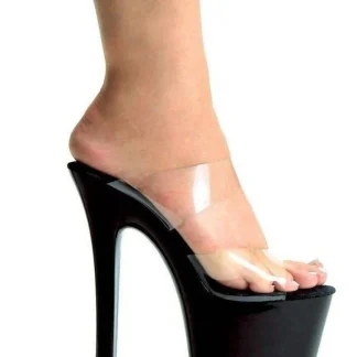 Sandálias Ellie Shoes 711-Coco Clear de 7 polegadas com salto para mulheres, tamanhos 5 a 12, estilosas e chiques