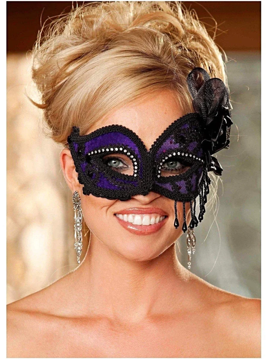 Shirley of Hollywood IS-804 Máscara de cetim e renda para os olhos de cetim e renda, além de miçangas - Image 2
