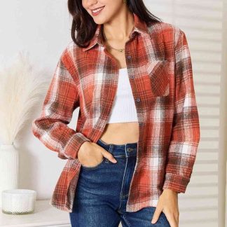 Camisa xadrez feminina com gola - Estilo clássico atemporal de manga comprida - Peça essencial e versátil para o guarda-roupa.