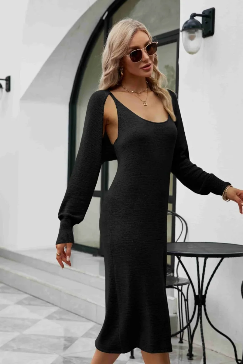 Vestido regata com fenda e conjunto de bolero - Image 4